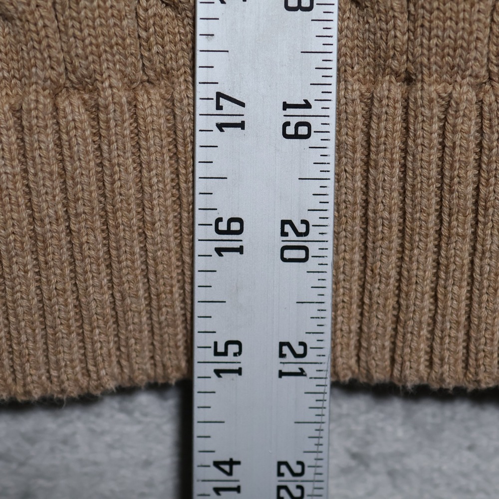 Polo Ralph Lauren Sweater Womens Large Beige Tan Cable Knit Cotton Preppy Casual - Picture 5 of 8